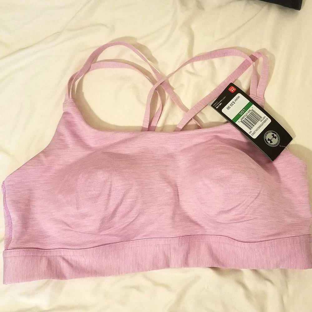 NWT PINK UA Double Strap Eclipse Sports Bra LARGE